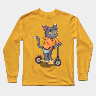 cat on a scooter Long Sleeve T-Shirt